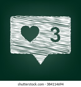 Like and comment sign. Flat style icon with chalk effect