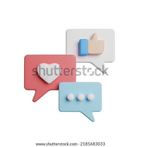 Like Love Comment 3D Rendering Illustration