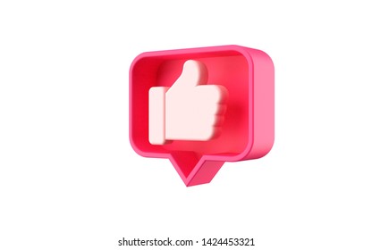 Like Pink Icon, Pink Symbol, 3d Isolated Background White, Illustration, Followers, Follow