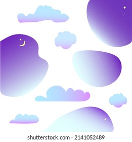 Lilac Clouds. Starry Sky. Gradient Blots And Spots. Square Background. Image On A White Background.