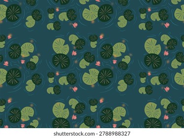 Lilypad pattern with blue backgroun for background, wallpaper or cute design