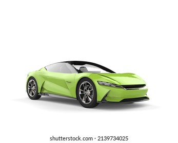 Lime Green Modern Electric Fast Luxury Car - 3D Illustration