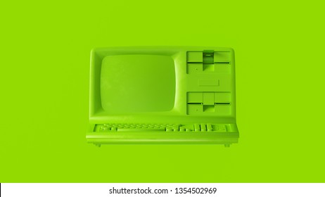 Lime Green Vintage Computer 3d Illustration 