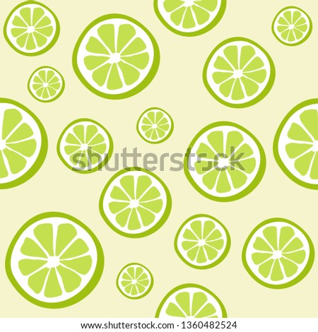 Lime seamless pattern. Seamless pattern with lime on light background. Fruit lime background. Lime slices pattern.