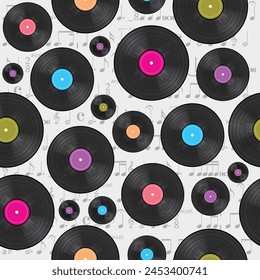 Limited Edition Vibrant Vinyl Records - Musical Notes Background - Collector's Dream - Perfect for Music Lovers who love to Create - Powered by Shutterstock