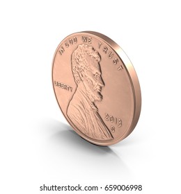 Lincoln Penny On White. 3D Illustration