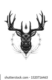 Line Art Deer Head Illustration Ornament Stock Illustration 1520716463 ...