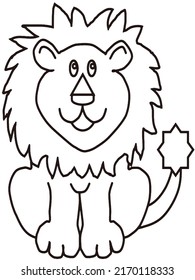 Line Art Drawing Cute Little Lion Stock Illustration 2170118333 ...