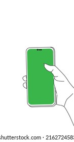 Line Art Holding Phone With Greenscreen