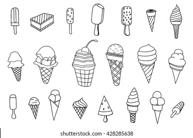 Ice Cream Icons Frozen Creamy Desserts Stock Vector (Royalty Free ...