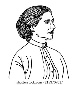 Line Art Illustration Of Clara Barton