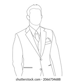 Line Art Illustration Man Wearing Suit Stock Illustration 2066734688 ...