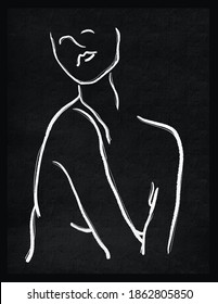 Line art modern woman illustration figurative fine art hand drawing