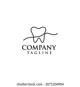 LINE ART Teeth Logo; Modern, unique, simple and techie lettermark tooth logo for dentist, orthodontics and toothpaste brand. Conveys sleek, cool, stylish and professional services.