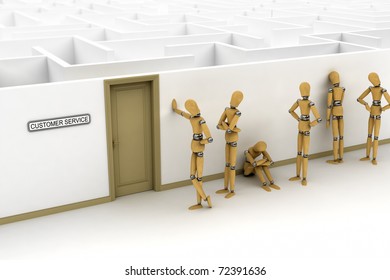 A line of customers waiting for customer service