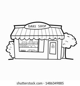 Line Drawing Of A Bake Shop.