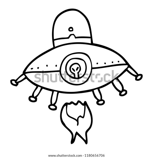 Line Drawing Cartoon Alien Spaceship Stock Illustration 1180656706