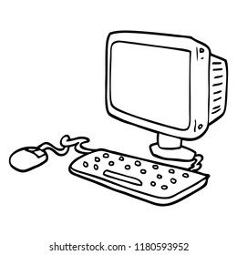 Line Drawing Cartoon Office Computer Stock Illustration 1180593952 ...