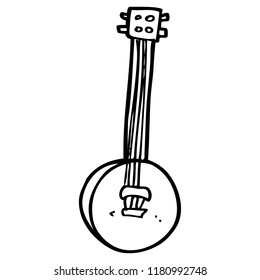 Line Drawing Cartoon Old Banjo