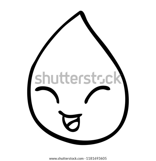 Line Drawing Cartoon Rain Drop Stock Illustration 1181693605