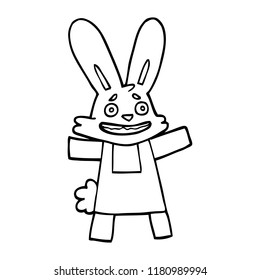 Line Drawing Cartoon Scared Looking Rabbit Stock Vector (Royalty Free ...