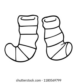 Line Drawing Cartoon Striped Socks Stock Vector (Royalty Free) 1175474671