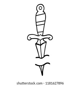 Line Drawing Cartoon Tattoo Dagger Symbol Stock Illustration 1181627896 ...