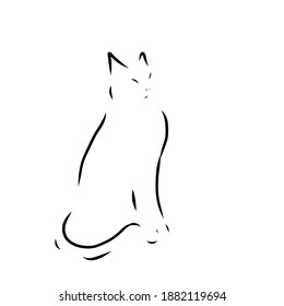 Line Drawing Cat Puffed Chest Half Stock Illustration 1882119694 ...