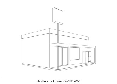 Line Drawing Convenience Store Stock Illustration 261827054