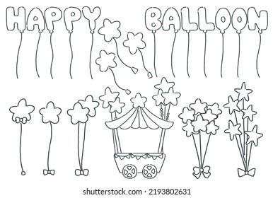 Line Drawing Of Cute Star Balloon Illustration