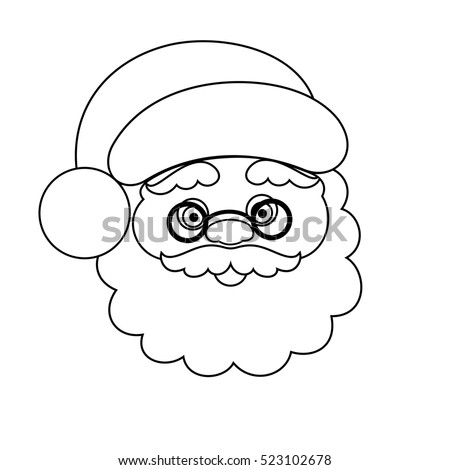 Line Drawing Head Santa Claus Merry Stock Illustration 523102678 ...