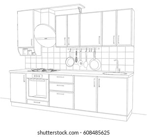 Kitchen Unit Round Hood Isolated Black Stock Illustration 607929272 ...