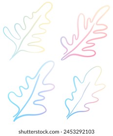 
Line drawing of leaves drawn with gradient color