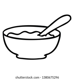 Line Drawing Quirky Cartoon Bowl Porridge Stock Illustration 1380675296 ...