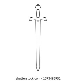 Line Drawing Quirky Cartoon Sword Stock Illustration 1373495951 ...