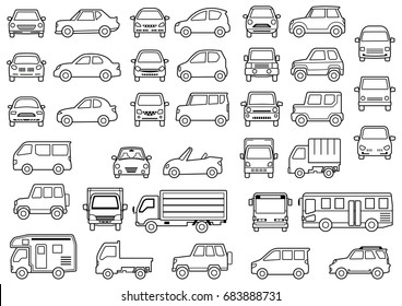 簡易車の線画 正面と側面 のイラスト素材 Shutterstock