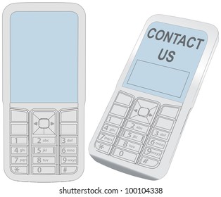 Line Drawing Of Smart Cell Phone Contact Us Screen Background