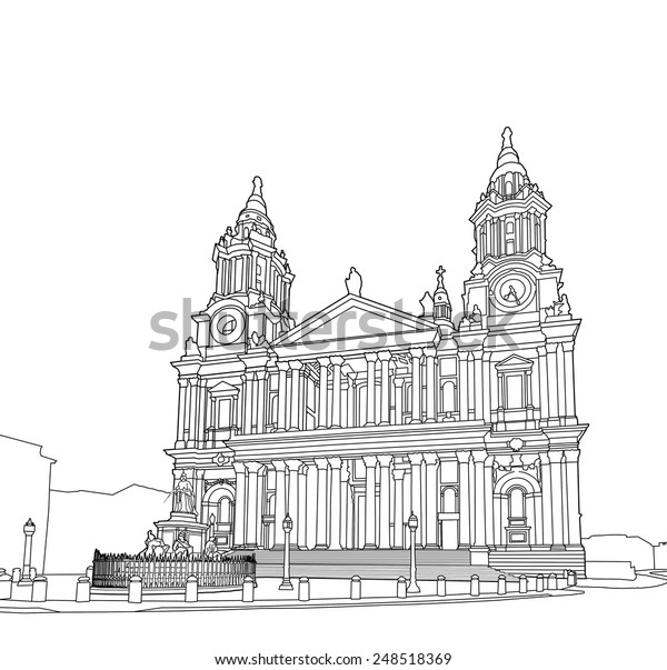 Line Drawing St Pauls Cathedral London Stock Illustration 248518369