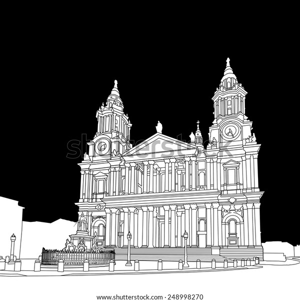 Line Drawing St Pauls Cathedral London Stock Illustration 248998270