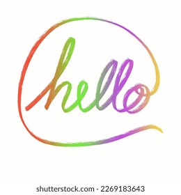 Line drawing the word hello beautiful multicolored background 