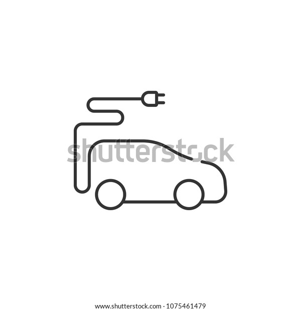 Line electric car icon. Simple\
element illustration. Line electric car symbol design from Ecology\
collection set. Can be used in web and mobile on white\
background