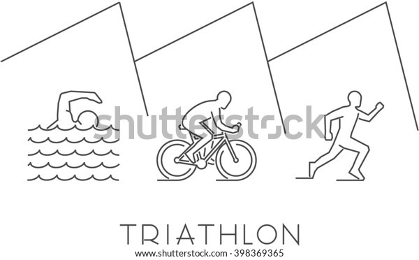 Line Illustration Triathlon Line Figures Triathletes Stock Illustration ...