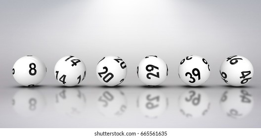 Line of lottery balls against grey background