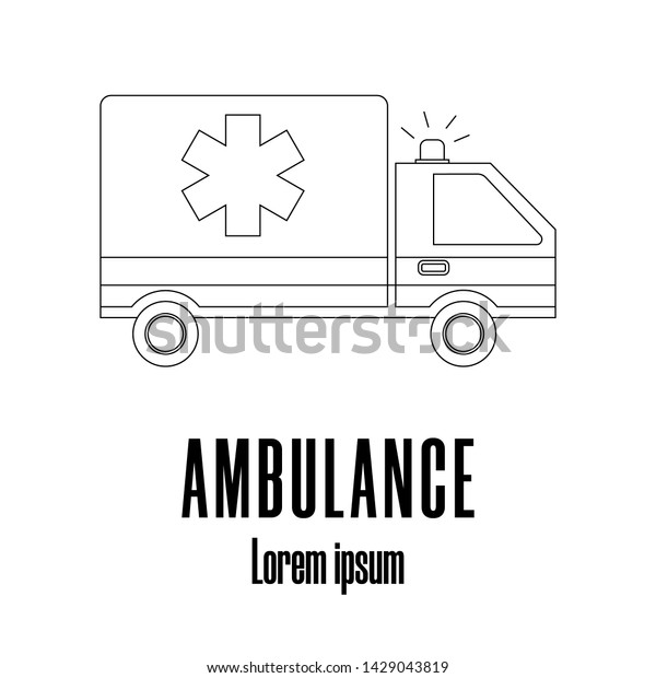 Line style icon of a ambulance. Medical\
logo. Clean and modern\
illustration.