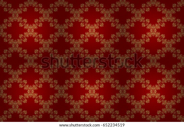 Line thai seamless pattern golden on a red\
backdrop. Traditional Thailand golden background and texture with\
grid. Golden pattern thai silk style raster design for print,\
fabric or textile.