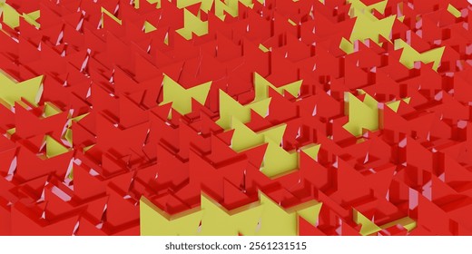 Linear abstract background, 3D Star in perspective, objects in motion. 3d render.