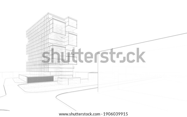 linear\
architectural drawing 3d \
illustration