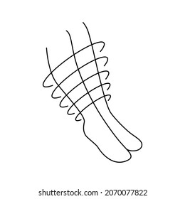 Linear Black Legs With Rings. Concept Of Varicose Problem, Thrombophlebitis Limb, Examination Circulation, Specialized Clinic Healthcare. Simple Design Element Of Surgery Rehabilitation Equipment Shop