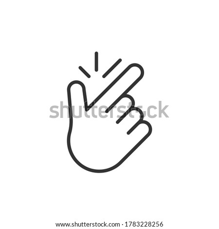 linear easy gesture icon. concept of popular funny symbol to make flicking fingers, meaning everything is fine, eureka, no problem. graphic design arm of human. black simple sign on white background 商業照片 © 