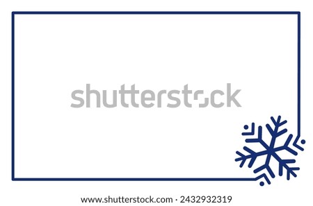 linear frame with corner element snowflake . Label simple rounded snowflake silhouette template icon trendy shapes. New year and Christmas winter illustration.